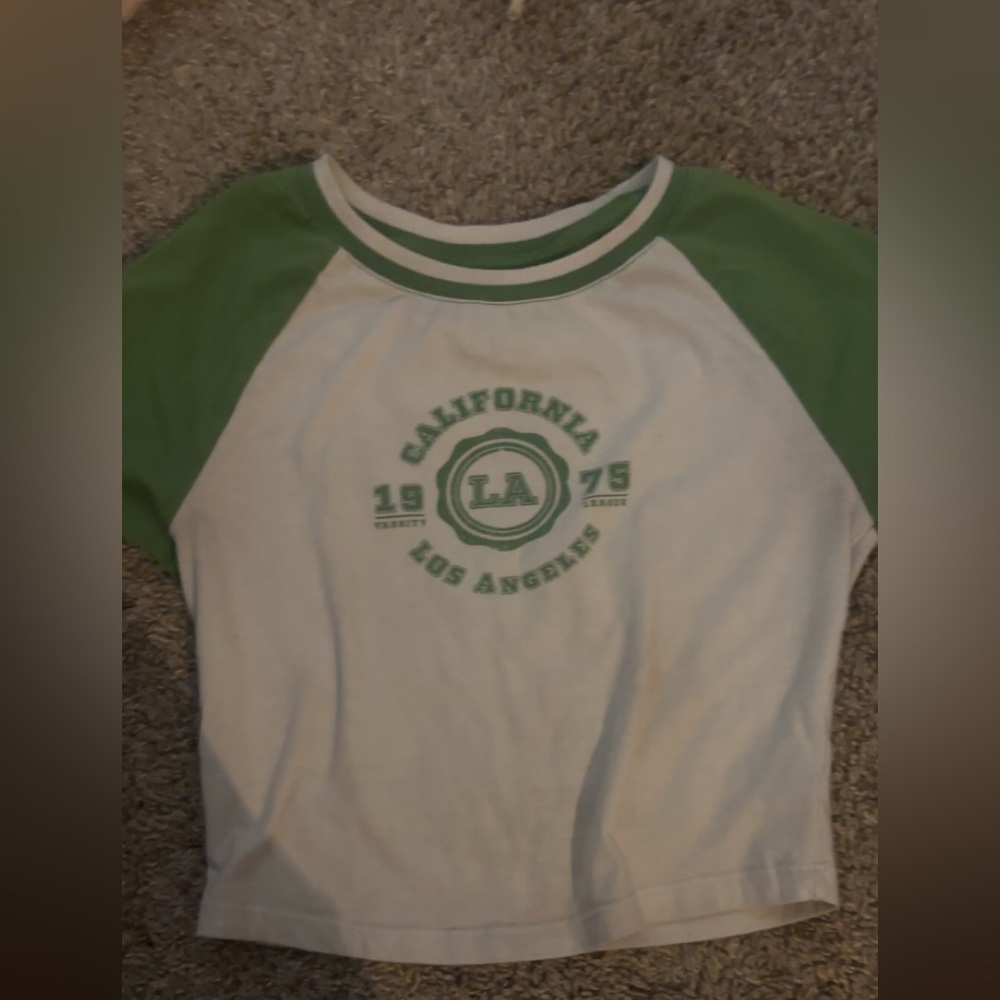 Green and White Kids Raglan Shirt